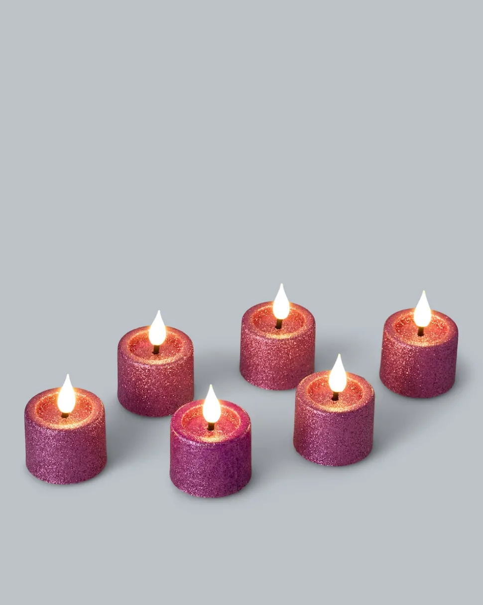 LED-Teelichter "Glitzer", 6tlg.