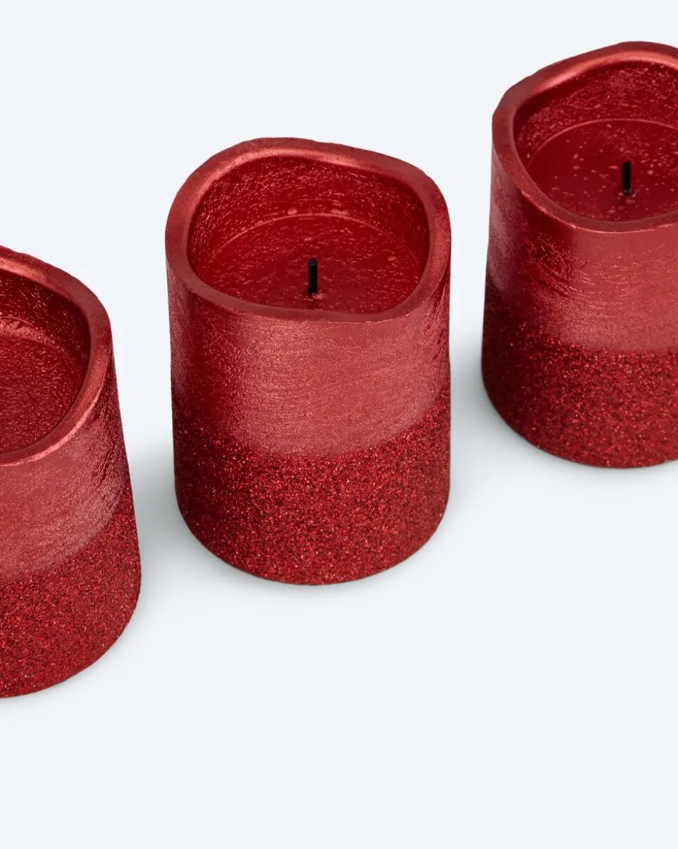 LED-Votivkerzen in Metallic-Glitzer, 4tlg.