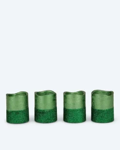 LED-Votivkerzen in Metallic-Glitzer, 4tlg.