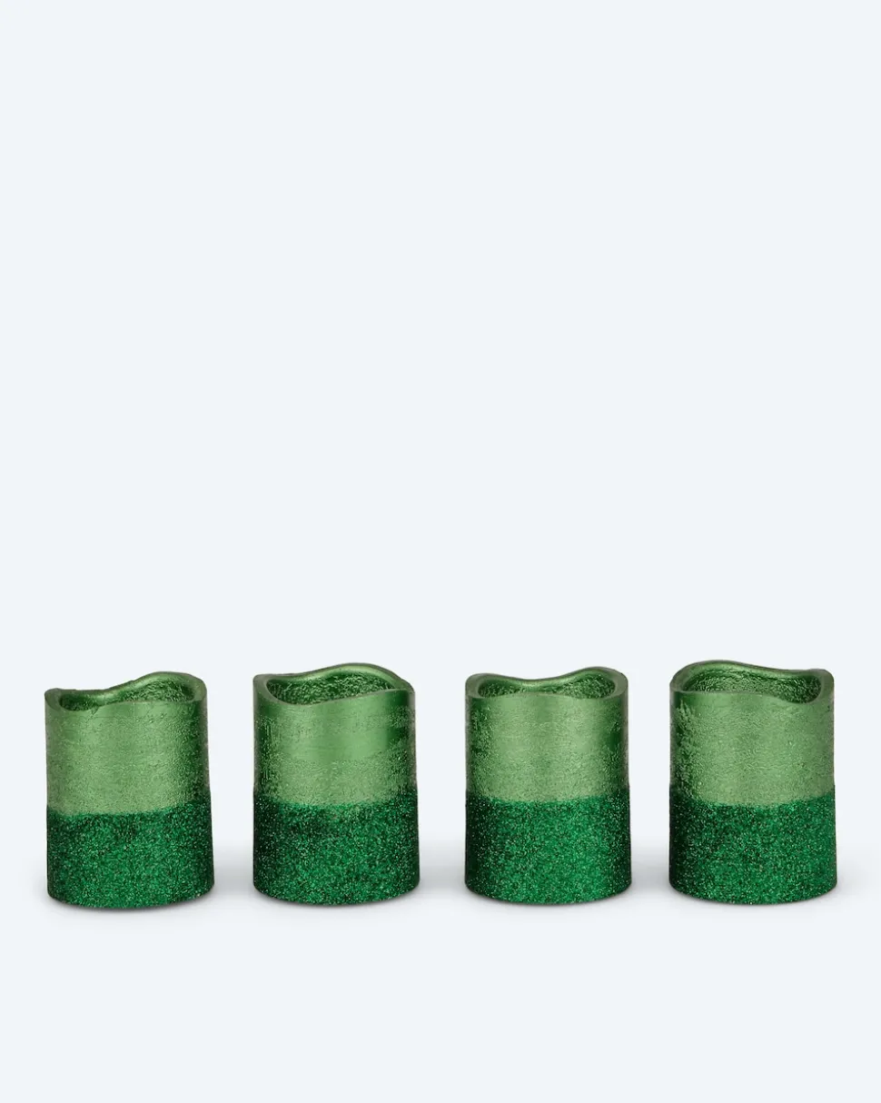 LED-Votivkerzen in Metallic-Glitzer, 4tlg.
