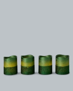LED-Votivkerzen in Metallic-Glitzer, 4tlg.