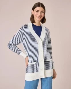Long-Cardigan im Streifendesign