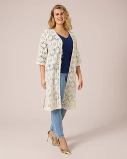 Longcardigan in Crochet-Optik