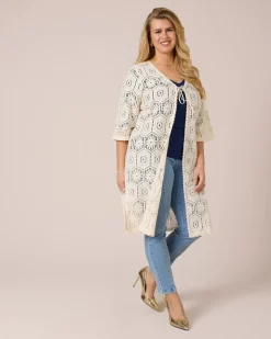 Longcardigan in Crochet-Optik
