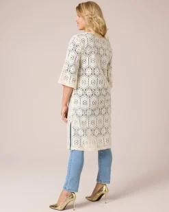 Longcardigan in Crochet-Optik