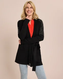 Longcardigan mit Nietenbesatz