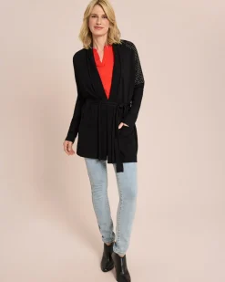 Longcardigan mit Nietenbesatz