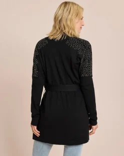 Longcardigan mit Nietenbesatz