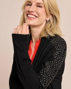 Longcardigan mit Nietenbesatz