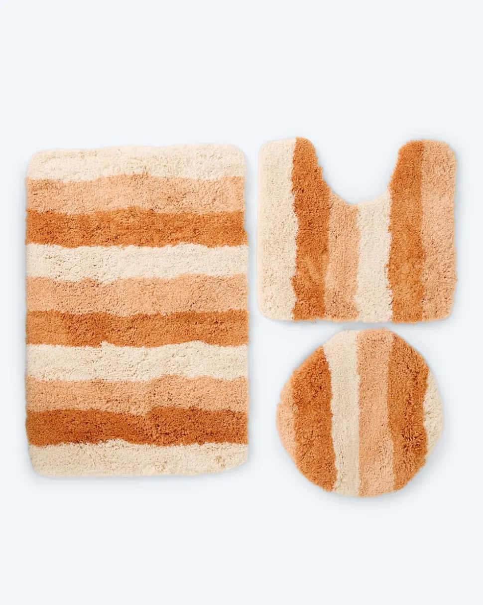 Mega Flausch Jacquard Badematten-Set, 3tlg.