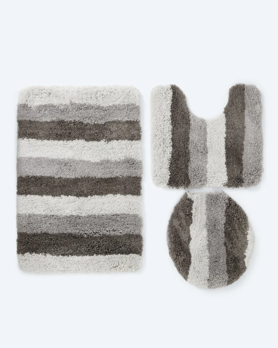 Mega Flausch Jacquard Badematten-Set, 3tlg.