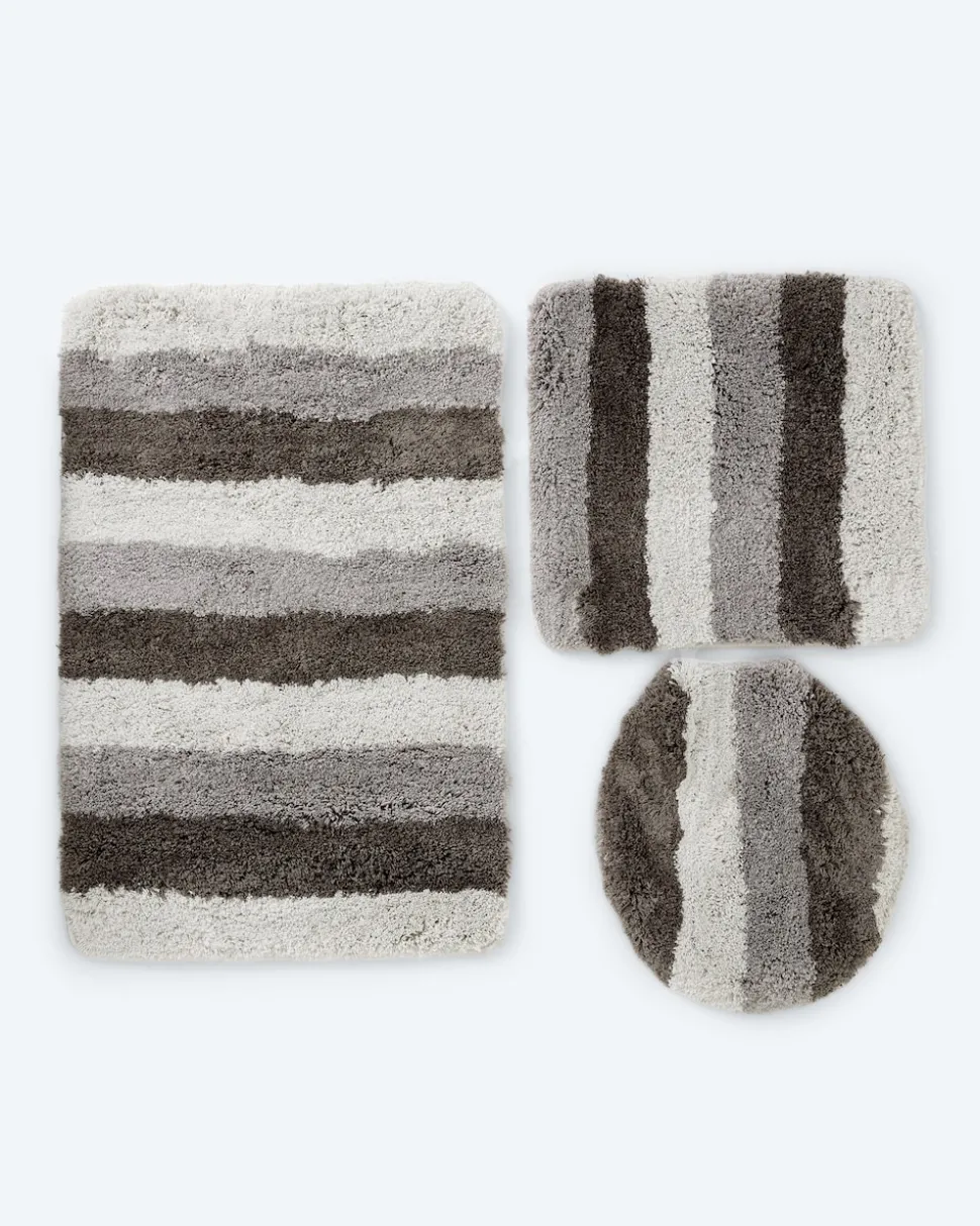Mega Flausch Jacquard Badematten-Set, 3tlg.