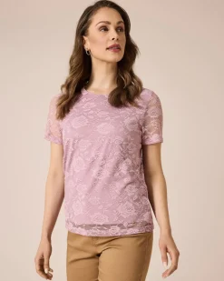 Mesh Shirt mit Rosenmuster und Lining