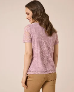 Mesh Shirt mit Rosenmuster und Lining
