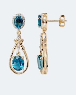 Ohrstecker mit Blautopas und Zirkon