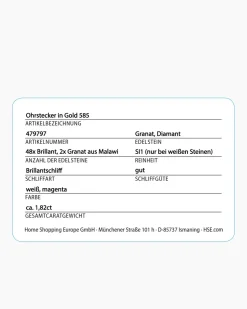Ohrstecker mit Malawi Granat + Brillant