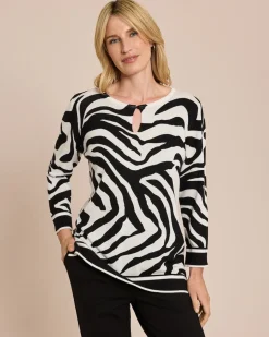 Pullover im Zebra-Design mit Key-Hole