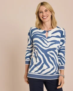 Pullover im Zebra-Design mit Key-Hole
