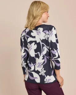 Pullover mit Blumen-Muster, Jacquard