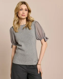 Pullover mit Chiffon-Ärmeln