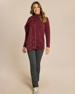 Pullover mit Eingrifftaschen & Schal