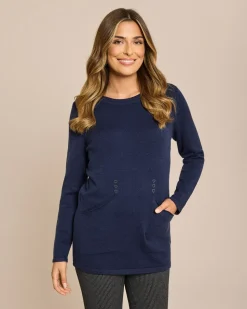 Pullover mit Eingrifftaschen & Schal