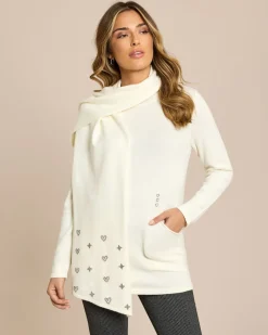 Pullover mit Eingrifftaschen & Schal