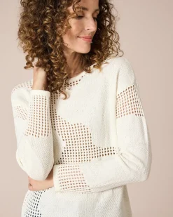 Pullover mit floralem Lochmuster