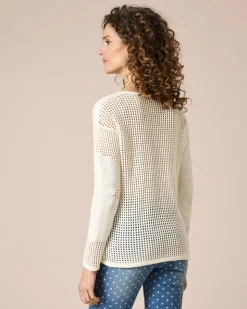 Pullover mit floralem Lochmuster