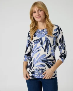 Pullover mit großem Blumen-Druck