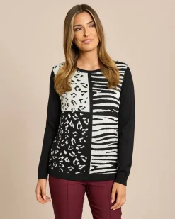 Pullover mit Jacquard Muster Animal