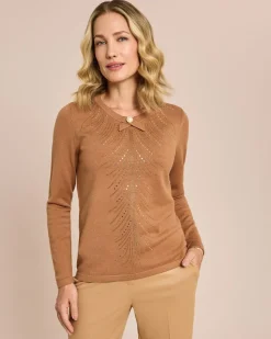 Pullover mit Strassdeko und Schleife