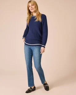 Pullover mit Streifen & Dekoknöpfen