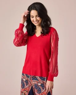 Pullover mit transparenten Ärmeln