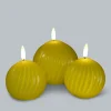 Rillen-Kugelkerze Glossy, 3tlg.