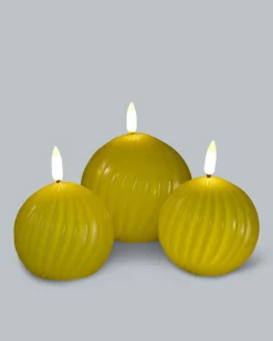 Rillen-Kugelkerze Glossy, 3tlg.