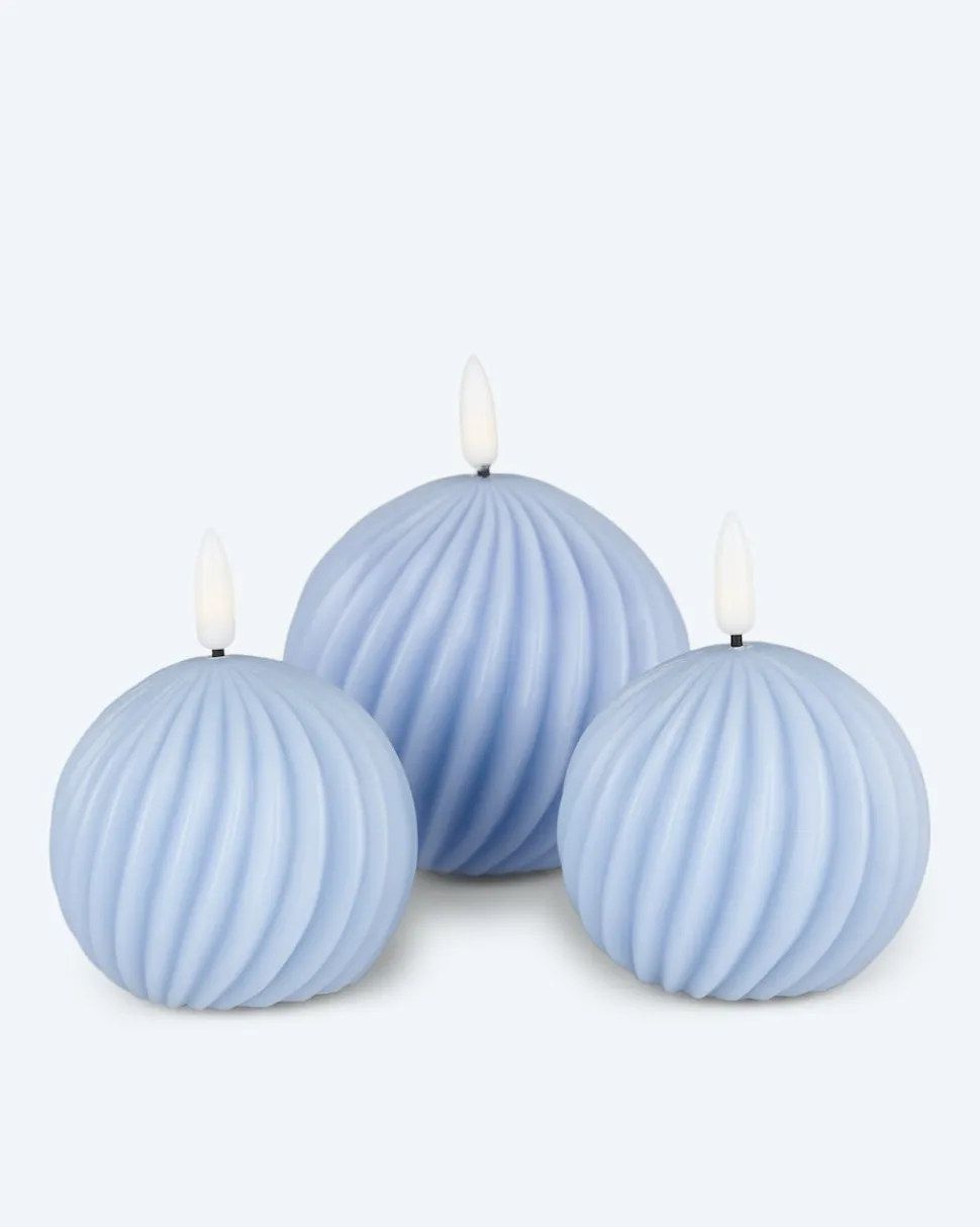 Rillen-Kugelkerze Glossy, 3tlg.