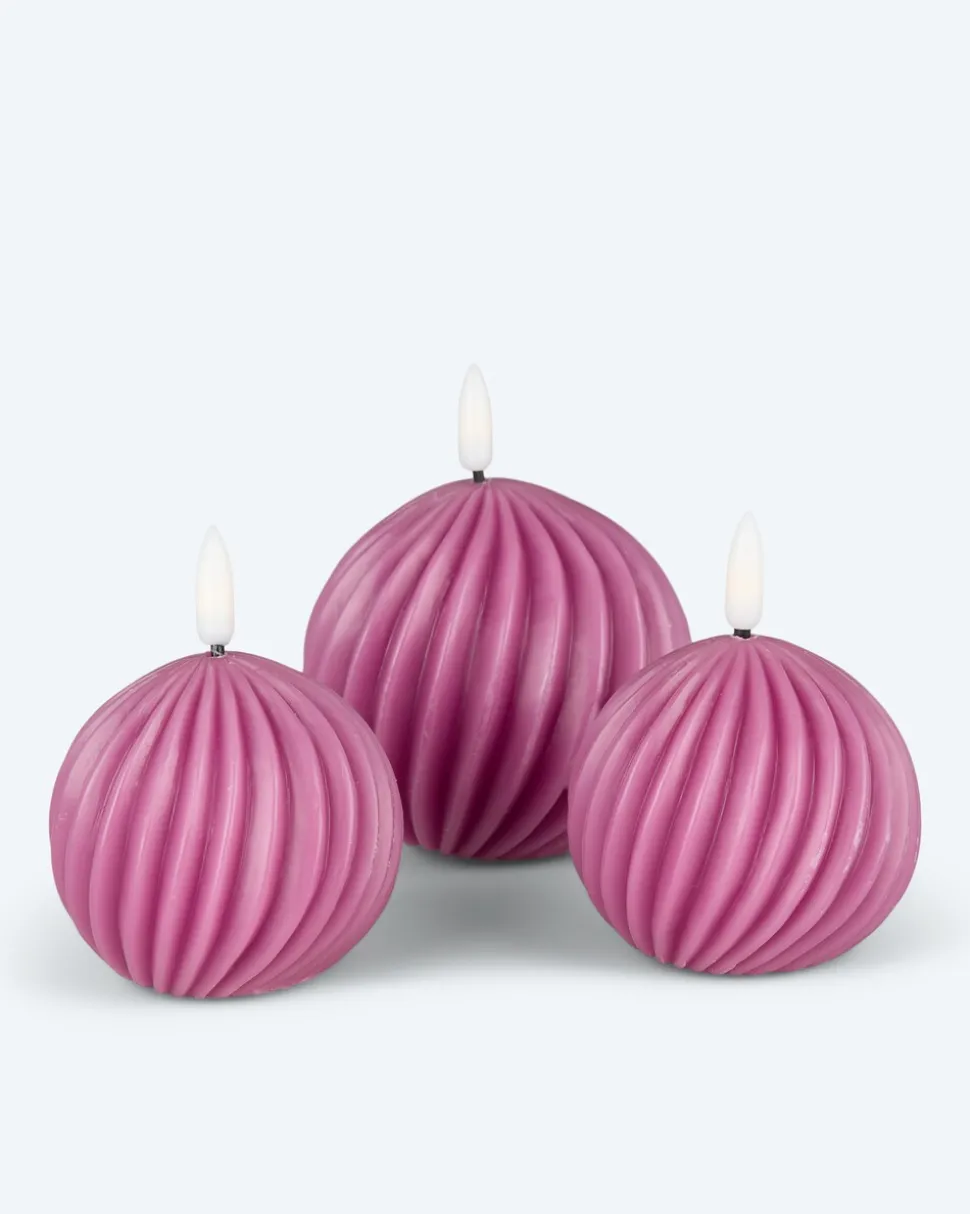 Rillen-Kugelkerze Glossy, 3tlg.