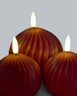 Rillen-Kugelkerze Glossy, 3tlg.