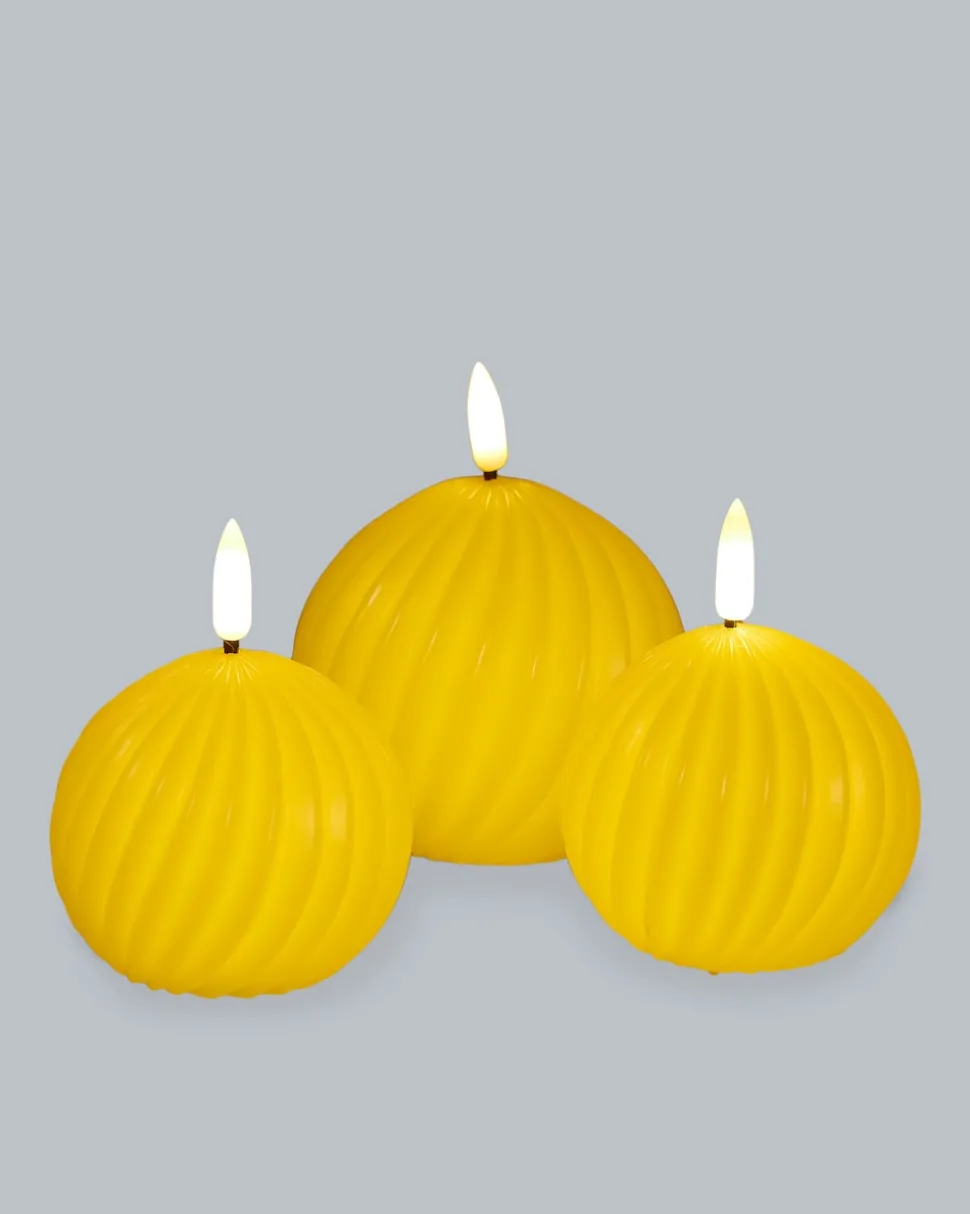 Rillen-Kugelkerze Glossy, 3tlg.