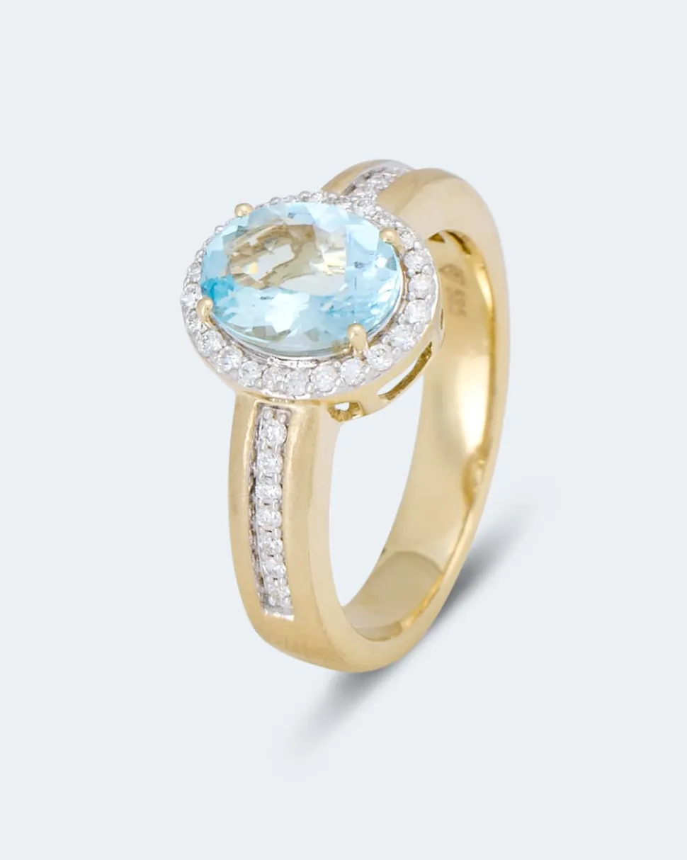 Ring mit Aquamarin & Brillanten