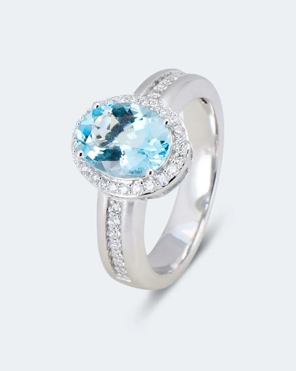 Ring mit Aquamarin & Brillanten