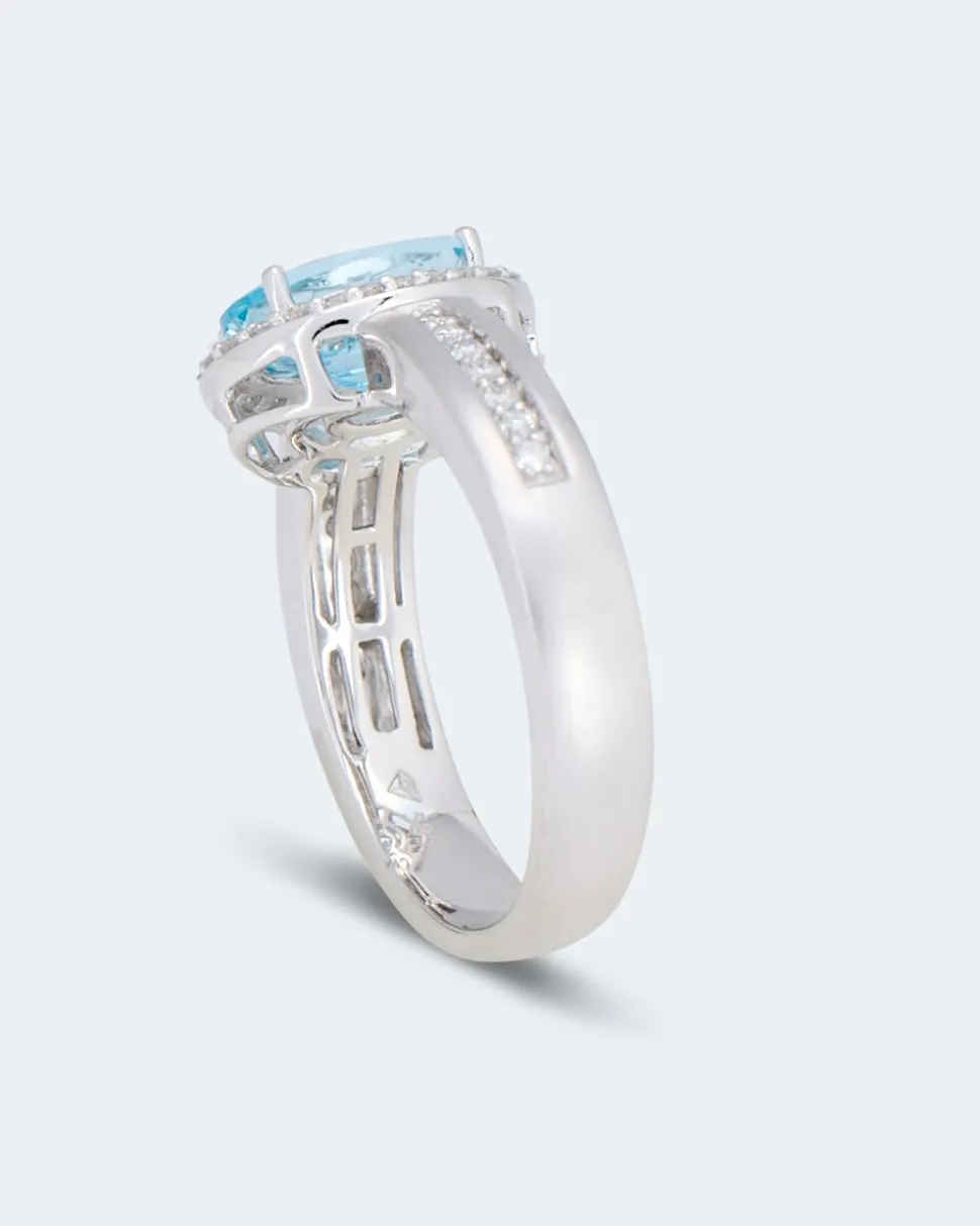 Ring mit Aquamarin & Brillanten