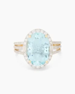 Ring mit Aquamarin & Brillanten/ Diamanten