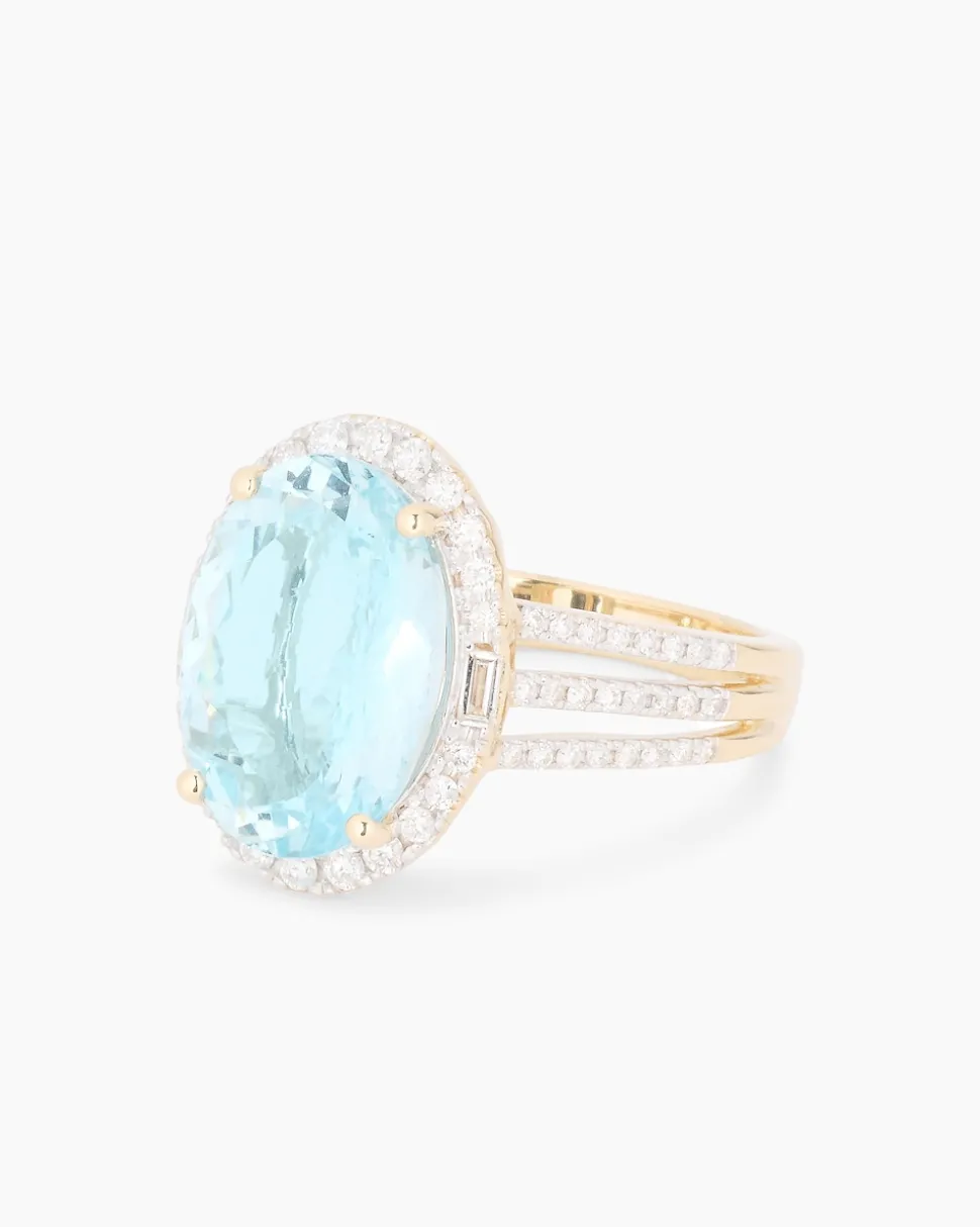 Ring mit Aquamarin & Brillanten/ Diamanten