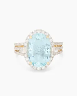 Ring mit Aquamarin & Brillanten/ Diamanten