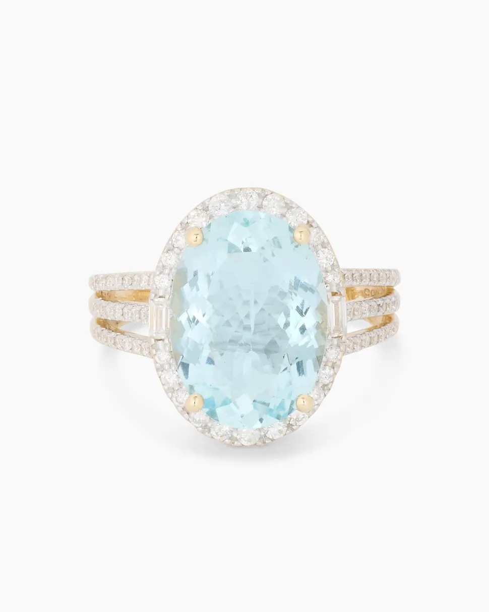 Ring mit Aquamarin & Brillanten/ Diamanten