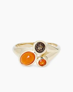 Ring mit Feueropal und Rauchquarz