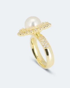 Ring mit MK-Perle 10 mm und Zirkonia