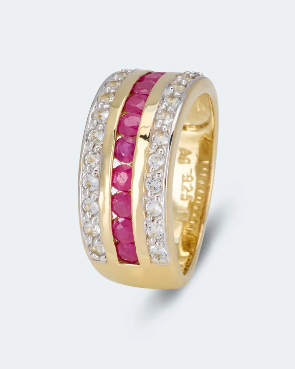 Ring mit Rubin und Weißtopas